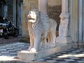 (72) The white marble lions at the south entrance to the Basilica